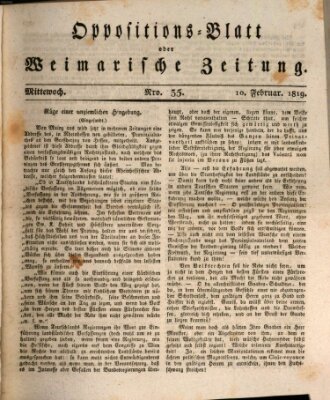 Oppositions-Blatt oder Weimarische Zeitung Mittwoch 10. Februar 1819