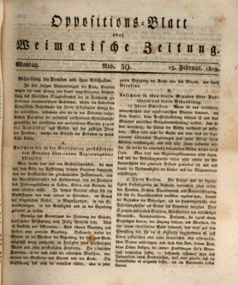 Oppositions-Blatt oder Weimarische Zeitung Montag 15. Februar 1819