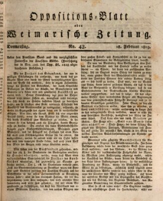 Oppositions-Blatt oder Weimarische Zeitung Donnerstag 18. Februar 1819