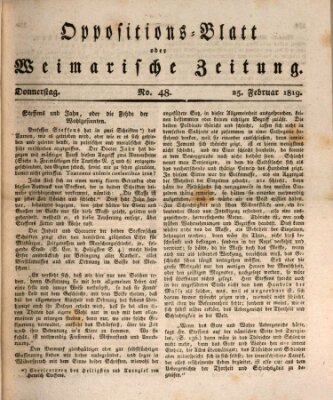 Oppositions-Blatt oder Weimarische Zeitung Donnerstag 25. Februar 1819