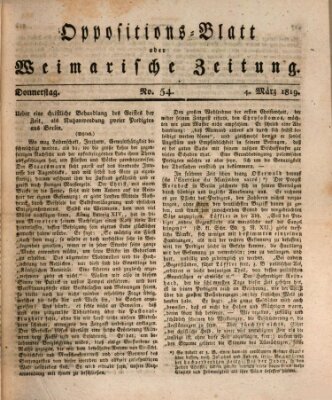 Oppositions-Blatt oder Weimarische Zeitung Donnerstag 4. März 1819