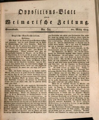 Oppositions-Blatt oder Weimarische Zeitung Samstag 20. März 1819