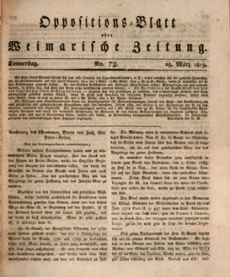 Oppositions-Blatt oder Weimarische Zeitung Donnerstag 25. März 1819