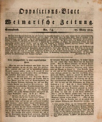 Oppositions-Blatt oder Weimarische Zeitung Samstag 27. März 1819