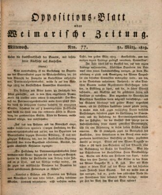 Oppositions-Blatt oder Weimarische Zeitung Mittwoch 31. März 1819