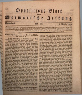 Oppositions-Blatt oder Weimarische Zeitung Samstag 3. April 1819