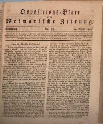 Oppositions-Blatt oder Weimarische Zeitung Mittwoch 14. April 1819