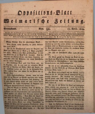 Oppositions-Blatt oder Weimarische Zeitung Samstag 17. April 1819