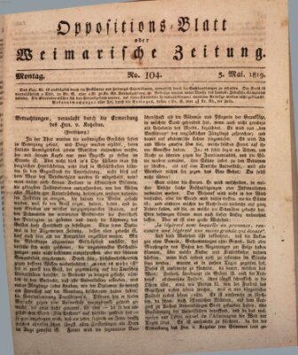 Oppositions-Blatt oder Weimarische Zeitung Montag 3. Mai 1819