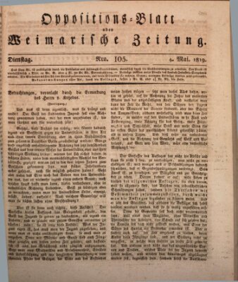 Oppositions-Blatt oder Weimarische Zeitung Dienstag 4. Mai 1819