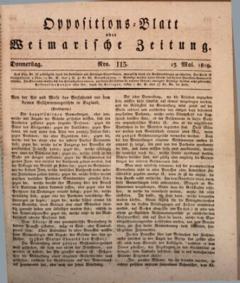 Oppositions-Blatt oder Weimarische Zeitung Donnerstag 13. Mai 1819