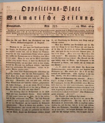 Oppositions-Blatt oder Weimarische Zeitung Samstag 15. Mai 1819