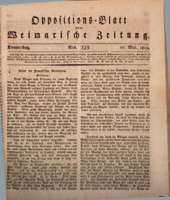 Oppositions-Blatt oder Weimarische Zeitung Donnerstag 27. Mai 1819