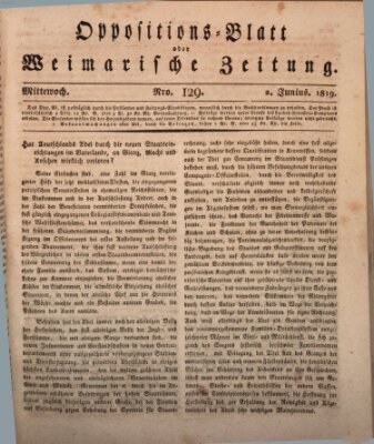 Oppositions-Blatt oder Weimarische Zeitung Mittwoch 2. Juni 1819