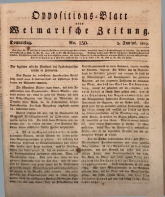 Oppositions-Blatt oder Weimarische Zeitung Donnerstag 3. Juni 1819