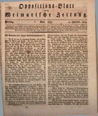 Oppositions-Blatt oder Weimarische Zeitung Freitag 4. Juni 1819