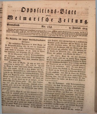 Oppositions-Blatt oder Weimarische Zeitung Samstag 5. Juni 1819
