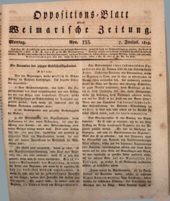 Oppositions-Blatt oder Weimarische Zeitung Montag 7. Juni 1819