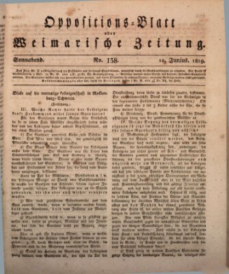 Oppositions-Blatt oder Weimarische Zeitung Samstag 12. Juni 1819