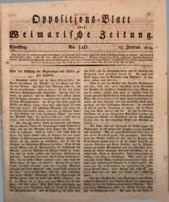 Oppositions-Blatt oder Weimarische Zeitung Dienstag 15. Juni 1819