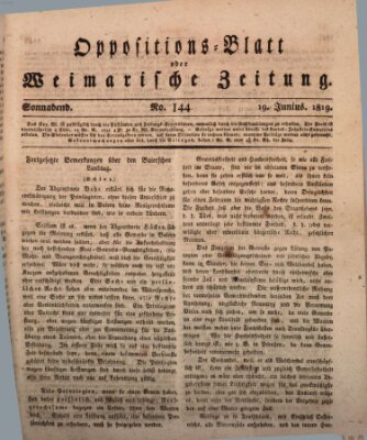 Oppositions-Blatt oder Weimarische Zeitung Samstag 19. Juni 1819