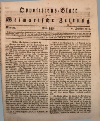 Oppositions-Blatt oder Weimarische Zeitung Montag 21. Juni 1819