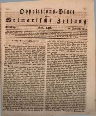 Oppositions-Blatt oder Weimarische Zeitung Dienstag 22. Juni 1819