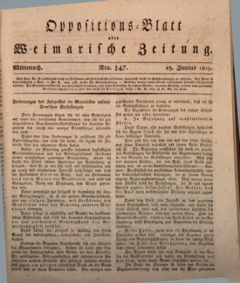 Oppositions-Blatt oder Weimarische Zeitung Mittwoch 23. Juni 1819