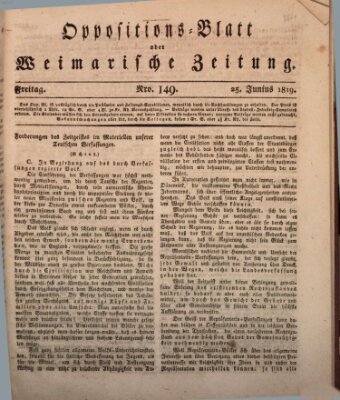 Oppositions-Blatt oder Weimarische Zeitung Freitag 25. Juni 1819