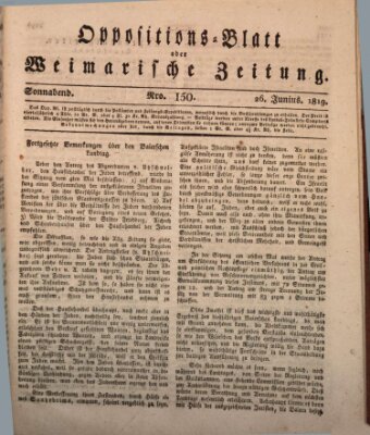 Oppositions-Blatt oder Weimarische Zeitung Samstag 26. Juni 1819