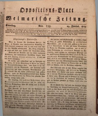 Oppositions-Blatt oder Weimarische Zeitung Dienstag 29. Juni 1819