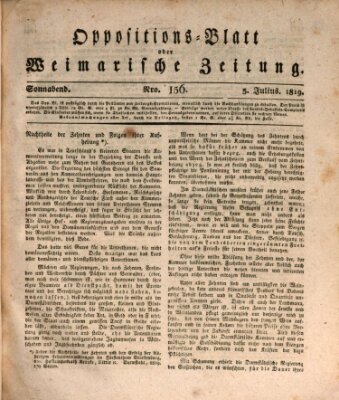 Oppositions-Blatt oder Weimarische Zeitung Samstag 3. Juli 1819