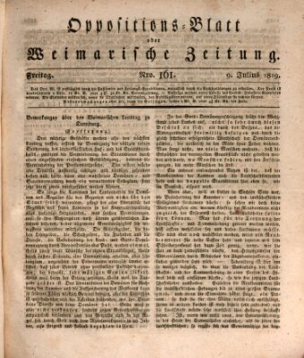 Oppositions-Blatt oder Weimarische Zeitung Freitag 9. Juli 1819