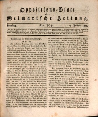 Oppositions-Blatt oder Weimarische Zeitung Dienstag 13. Juli 1819