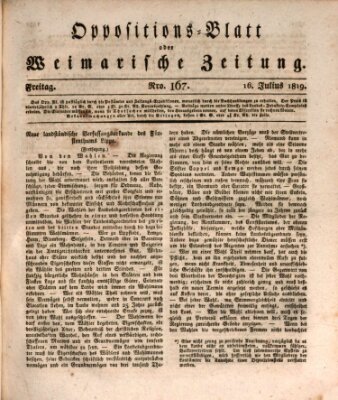 Oppositions-Blatt oder Weimarische Zeitung Freitag 16. Juli 1819