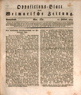 Oppositions-Blatt oder Weimarische Zeitung Samstag 17. Juli 1819