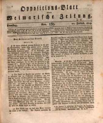 Oppositions-Blatt oder Weimarische Zeitung Dienstag 20. Juli 1819