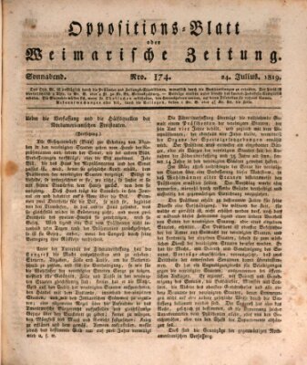 Oppositions-Blatt oder Weimarische Zeitung Samstag 24. Juli 1819