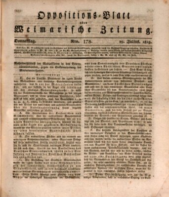 Oppositions-Blatt oder Weimarische Zeitung Donnerstag 29. Juli 1819