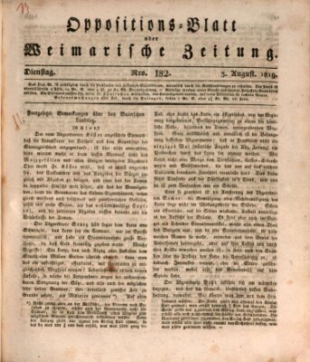 Oppositions-Blatt oder Weimarische Zeitung Dienstag 3. August 1819