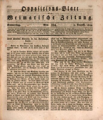 Oppositions-Blatt oder Weimarische Zeitung Donnerstag 5. August 1819