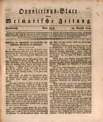 Oppositions-Blatt oder Weimarische Zeitung Mittwoch 18. August 1819