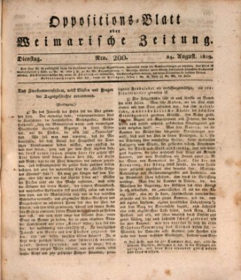 Oppositions-Blatt oder Weimarische Zeitung Dienstag 24. August 1819