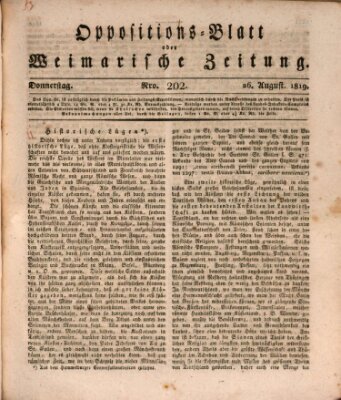 Oppositions-Blatt oder Weimarische Zeitung Donnerstag 26. August 1819