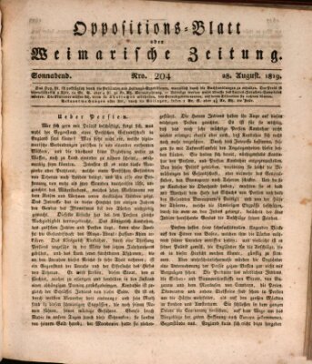 Oppositions-Blatt oder Weimarische Zeitung Samstag 28. August 1819