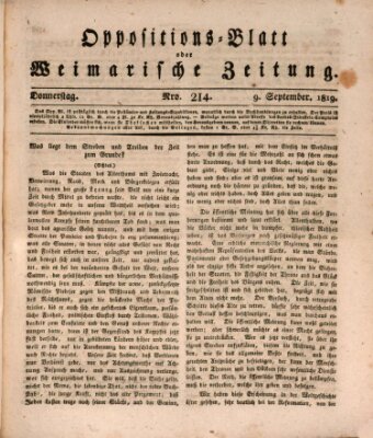 Oppositions-Blatt oder Weimarische Zeitung Donnerstag 9. September 1819