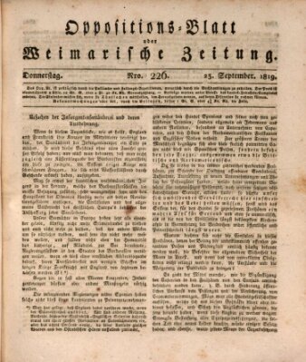 Oppositions-Blatt oder Weimarische Zeitung Donnerstag 23. September 1819