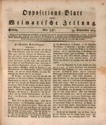 Oppositions-Blatt oder Weimarische Zeitung Freitag 24. September 1819