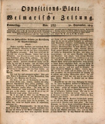 Oppositions-Blatt oder Weimarische Zeitung Donnerstag 30. September 1819