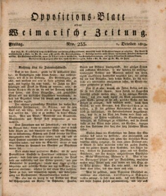 Oppositions-Blatt oder Weimarische Zeitung Freitag 1. Oktober 1819